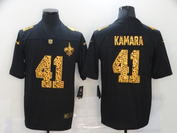 Men's New Orleans Saints #41 Alvin Kamara Black NFL 2020 Leopard Print Fashion Limited Stitched Jersey